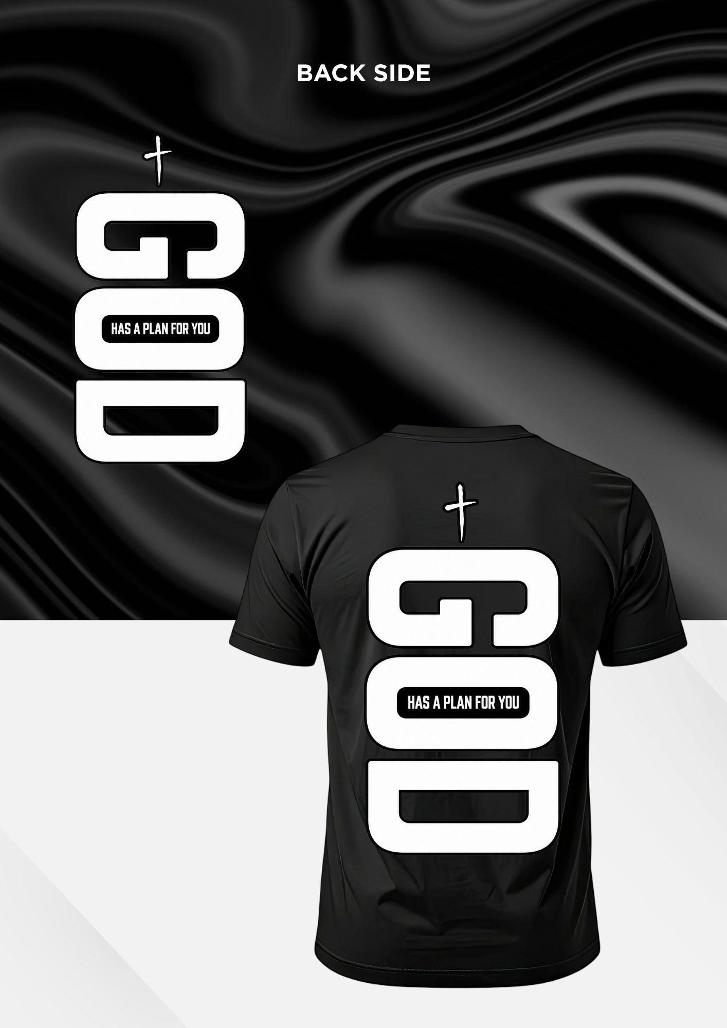 God Has a Plan For You black tee, styled back