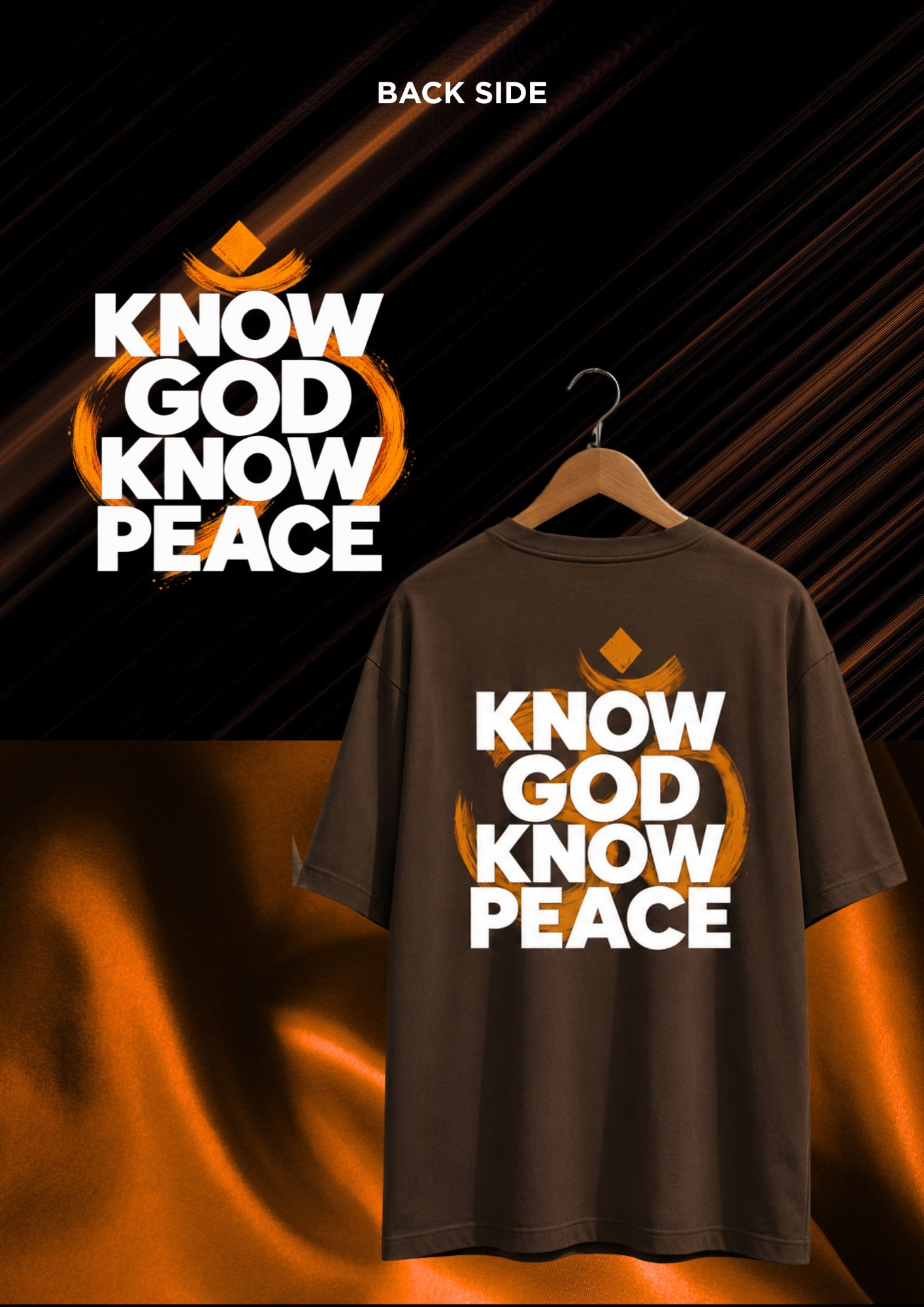 Know God Know Peace chocolate tee, styled back