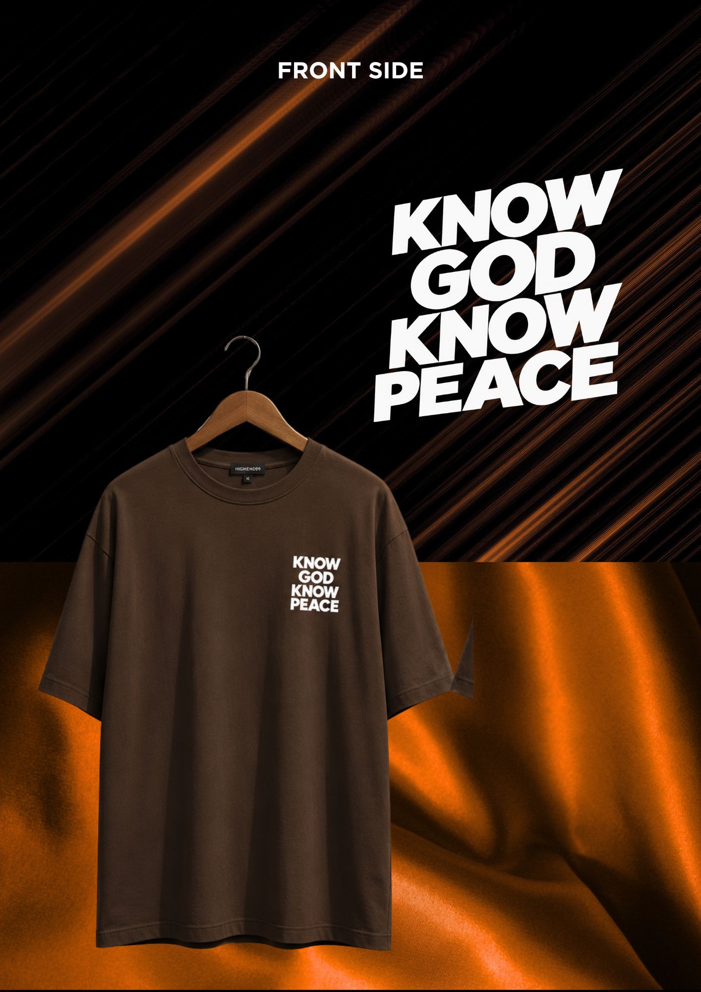 Know God Know Peace chocolate tee, styled front