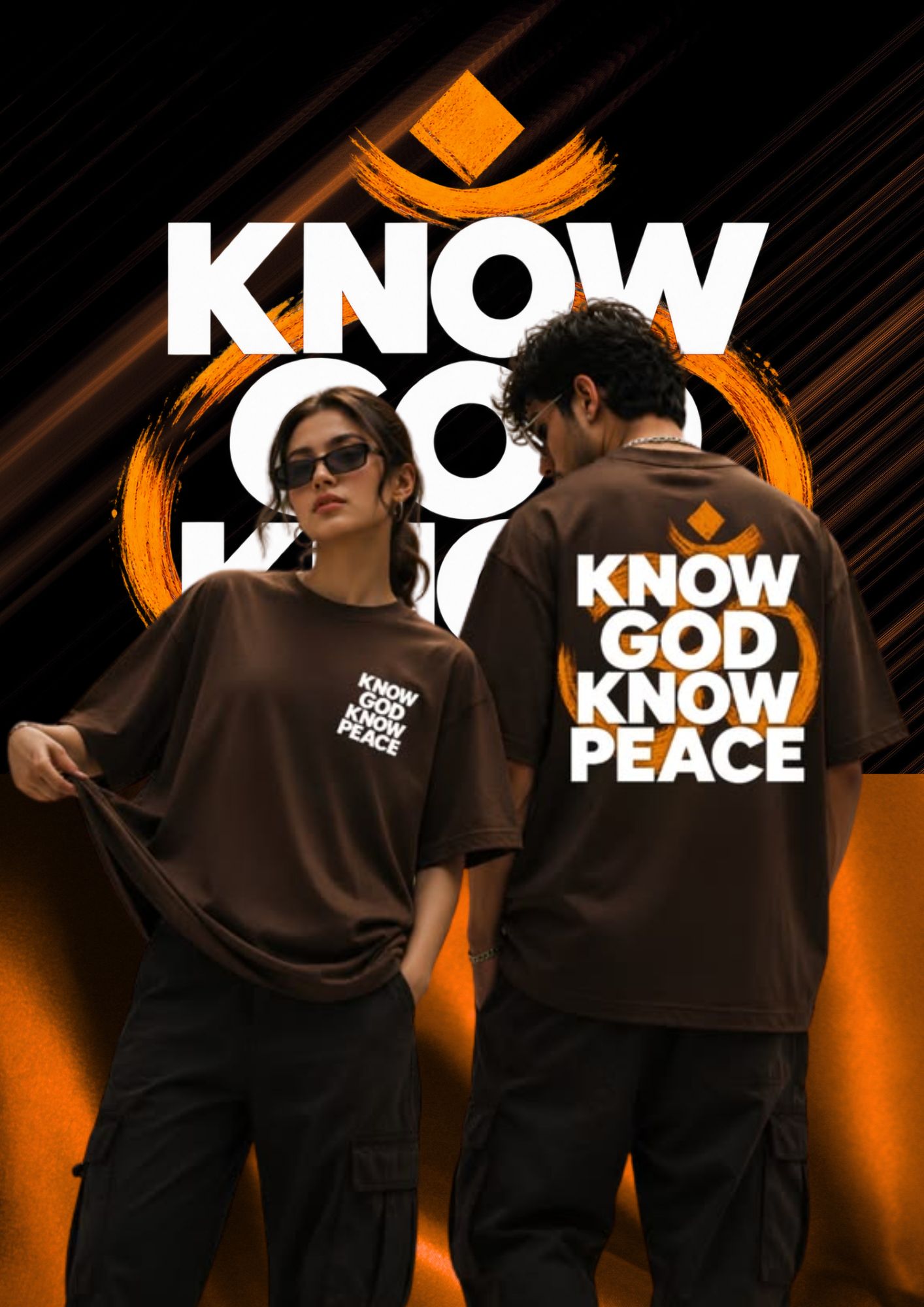 Know God Know Peace chocolate tee on models