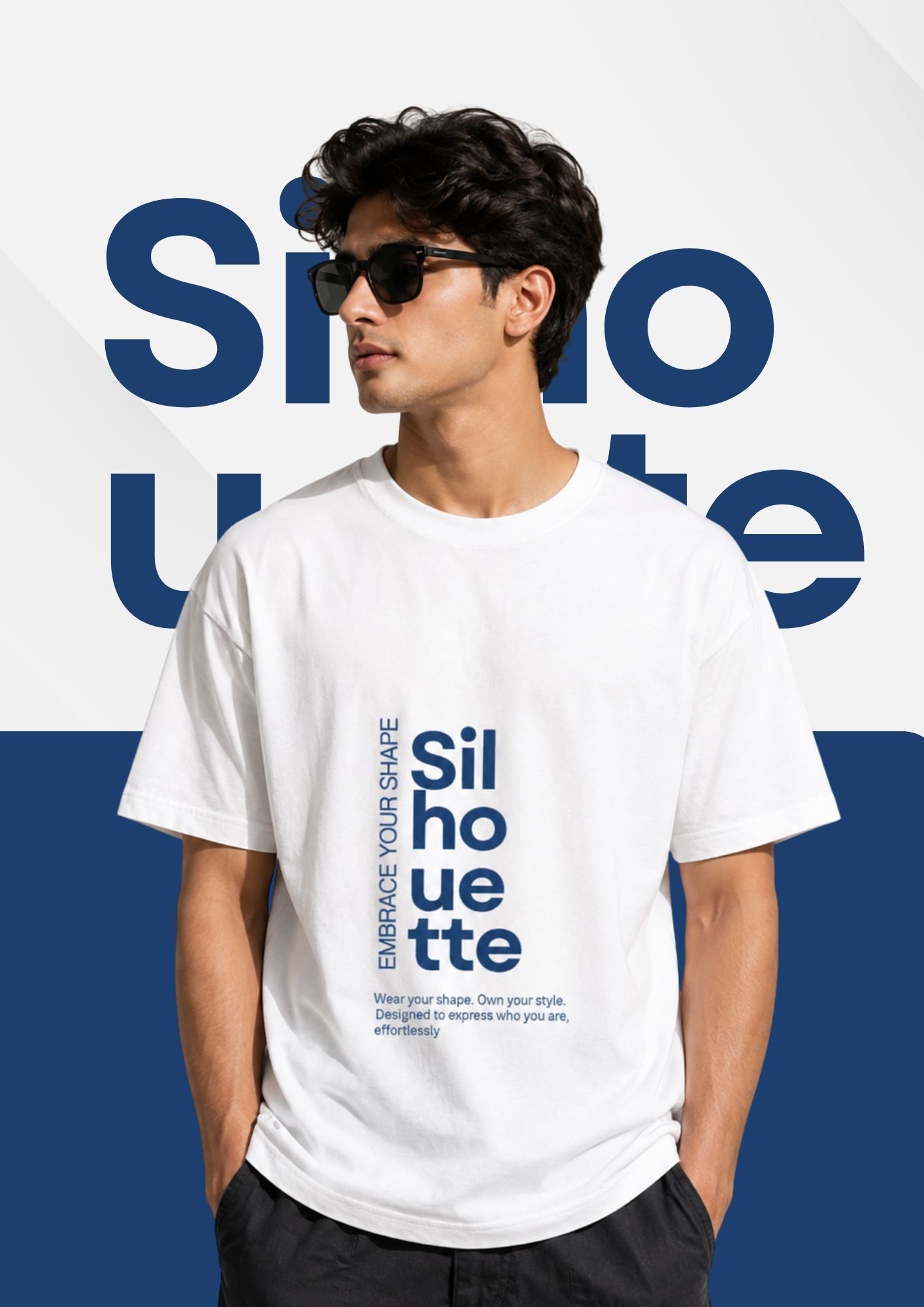 Silhouette white tee on model