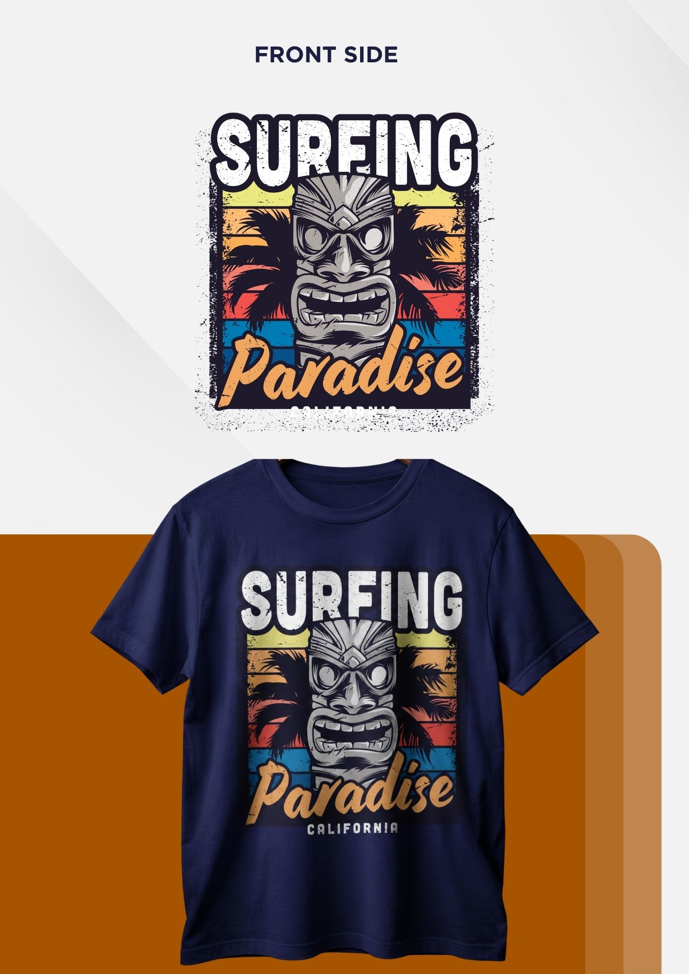 Surfing Paradise California navy tee, styled
